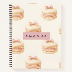 Personalized Pastel Macaron Coquette Pattern Notebook