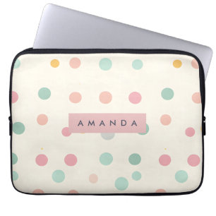 Personalized Pastel Macaron Polka Dot  Laptop Sleeve