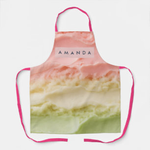 Personalized Pastel Neapolitan Ice Cream Stripe Apron