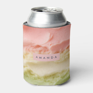 Personalized Pastel Neapolitan Ice Cream Stripe Can Cooler