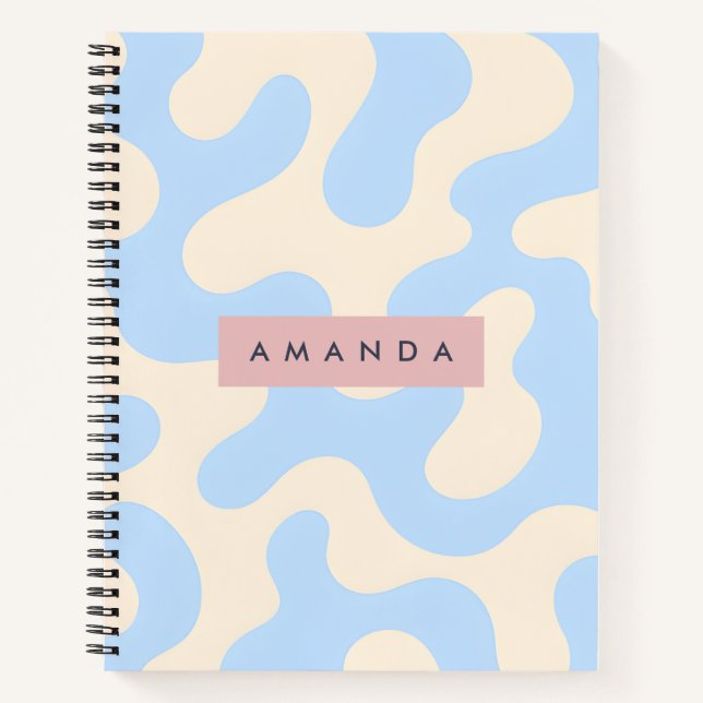 Personalized Pastel Pastel Blue Abstract Camo Notebook (Front)