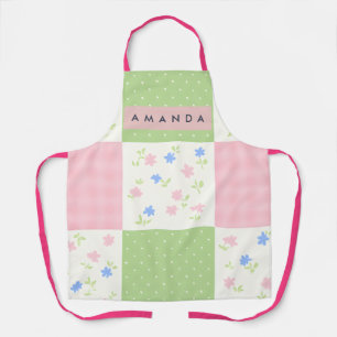 Personalized Pastel Patchwork Floral Pattern Apron
