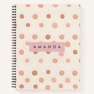 Personalized Pastel Peach & Blush Polka Dot  Notebook
