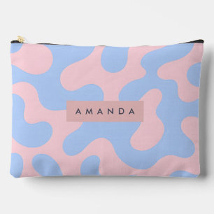 Personalized Pastel Pink and Baby Blue Abstract Accessory Pouch