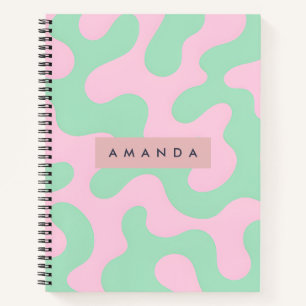 Personalized Pastel Pink and Mint Green Abstract Notebook