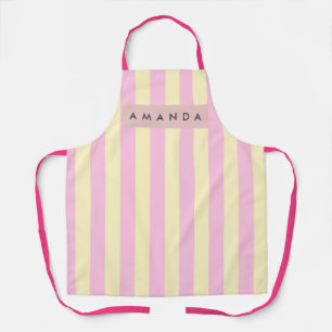 Personalized Pastel Pink and Yellow Stripe Apron