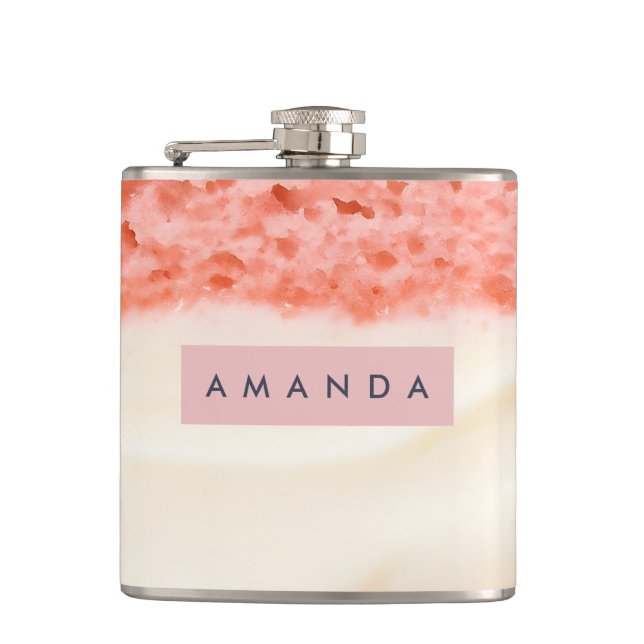 Personalized Pastel Pink Cake Layers Design Hip Flask (Front)