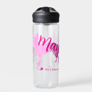 Personalized Pastel Pink Chihuahua Water Bottle