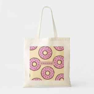 Personalized Pastel Pink Donut  Tote Bag
