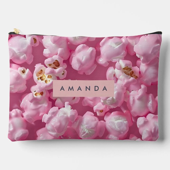 Personalized Pastel Pink Popcorn  Accessory Pouch (Front)