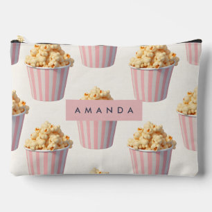 Personalized Pastel Pink Popcorn Bucket Accessory Pouch