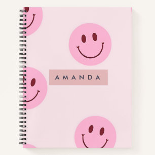 Personalized Pastel Pink Smiley Face Notebook