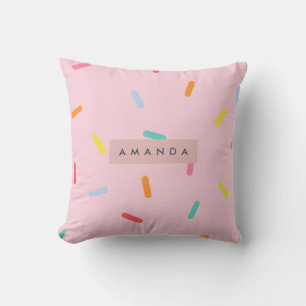 Personalized Pastel Pink Sprinkle Confetti Cushion