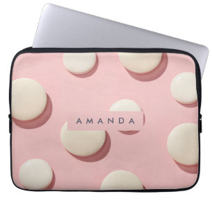 Personalized Pastel Pink with Cream Dot Laptop Sleeve