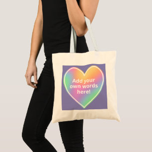 Personalized Pastel Rainbow Heart Tote Bag