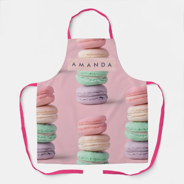 Personalized Pastel Rainbow Macaron Delight Apron (Front)