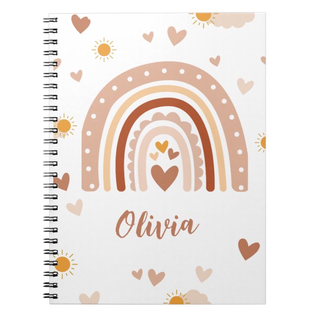 Personalized Pastel Rainbow Spiral Notebook  (Front)