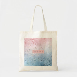 Personalized Pastel Raindrop & Ombre Watercolor Tote Bag