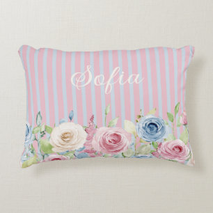 Personalized Pastel Rose Bouquet coquette Decorative Cushion