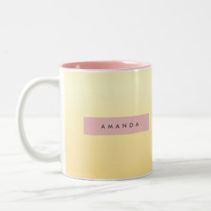 Personalized Pastel Soft Yellow Ombre Two-Tone Coffee Mug