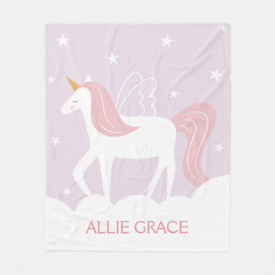 Personalized Pastel Unicorn Fleece Blanket
