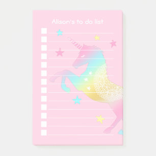 Personalized Pastel Unicorn To Do List Post-it Notes