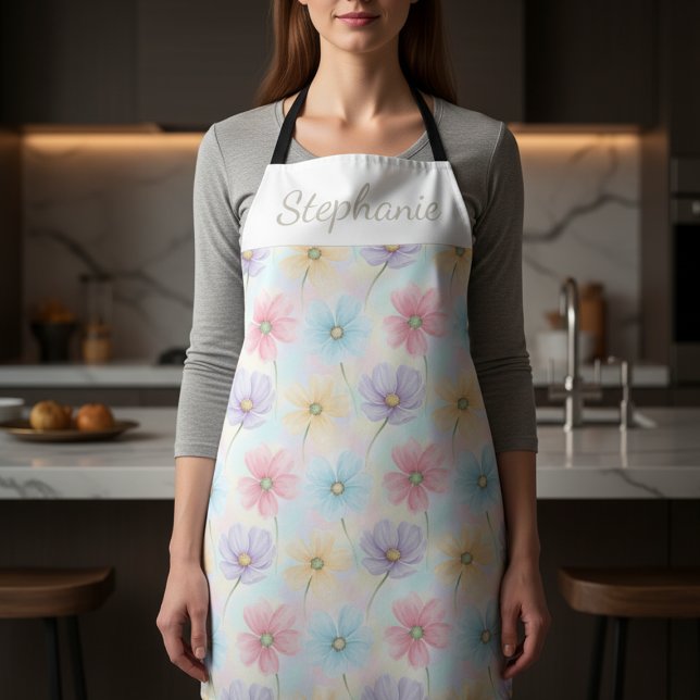 Personalized Pastel Watercolor Bloom  Apron (Creator Uploaded)