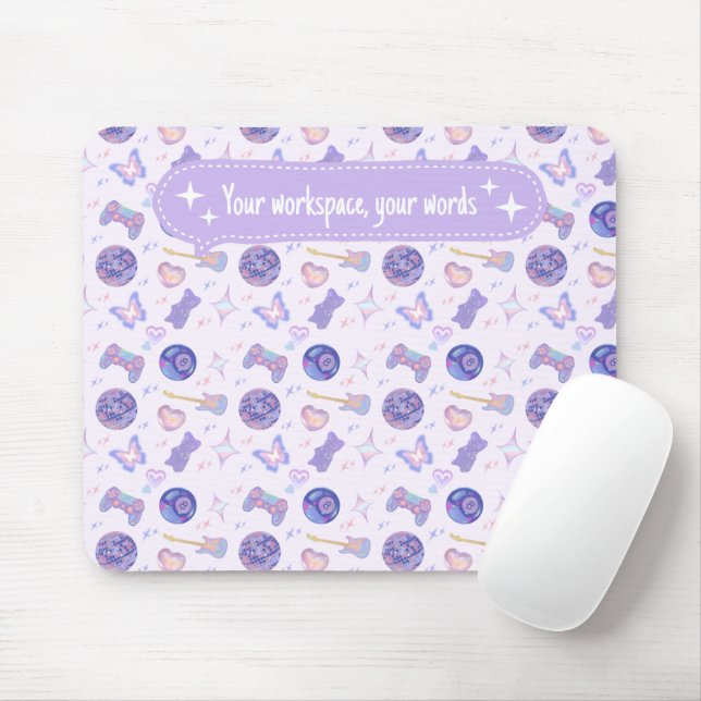 Personalized pastel y2k lavender aesthetic pattern mouse mat (With Mouse)