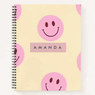 Personalized Pastel Yellow & Pink Smiley Face Notebook