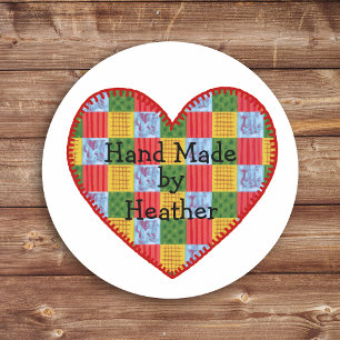 Personalized Patchwork Pattern Hand Made Classic Round Sticker