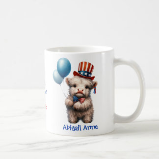 Personalized Patriotic Baby Highland Cow Coffee Coffee Mug
