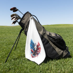 Personalized Patriotic Colors America Bold Eagle Golf Towel