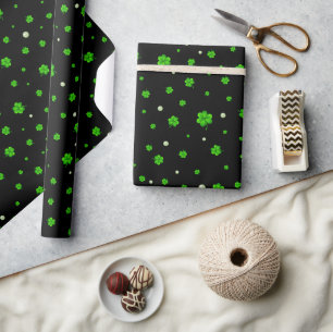 Personalized Pattern of green shamrocks with pearl Wrapping Paper
