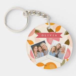 Personalized Peach Pattern Cute Retro Summer Key Ring