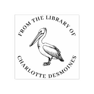 Personalized Pelican Book Stamp Custom Ex Libris 