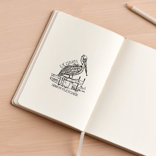Personalized Pelican Ex Libris Bookplate Rubber Stamp