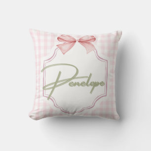 Personalized Penelope Baby Girl Nursery Gingham Cushion