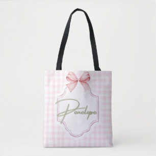 Personalized Penelope Baby Girl Nursery Gingham Tote Bag