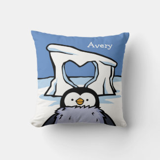 Personalized Penguin Chick Heart Cushion