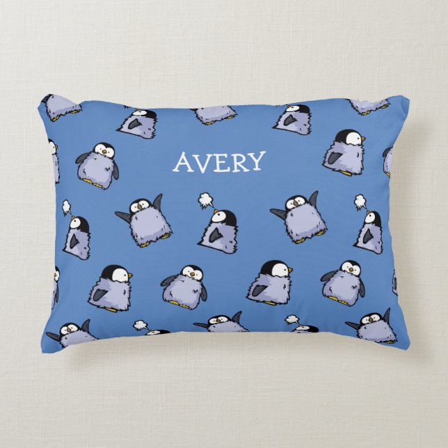 Personalized Penguin Chick Pattern Nursery Pillow (Front)