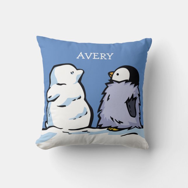 Personalized Penguin Chick Snow Cushion (Front)