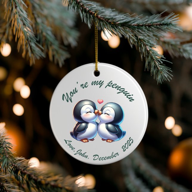 Personalized Penguin Couple Christmas Ornament  (Creator Uploaded)