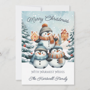 Personalized Penguin Flat Christmas Holiday Card