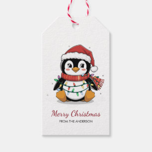 Personalized Penguin in Santa Hat Christmas        Gift Tags