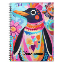 Personalized Penguin Noteboo: Colorful Arctic