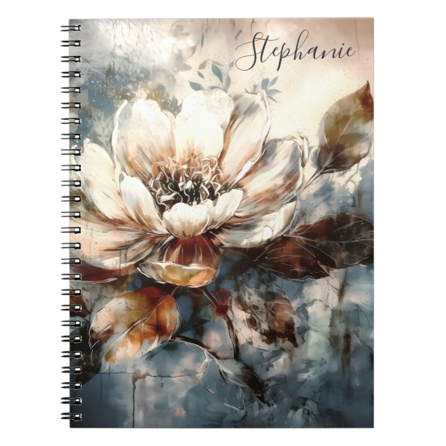 Personalized Peony Watercolor Bloom Art Notebook (Front)