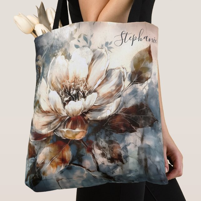 Personalized Peony Watercolor Bloom Art Tote Bag (Creator Uploaded)