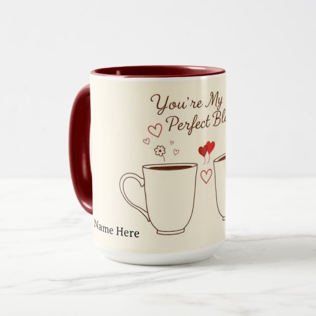 Personalized Perfect Blend Heart Couple Mug (Front Left)