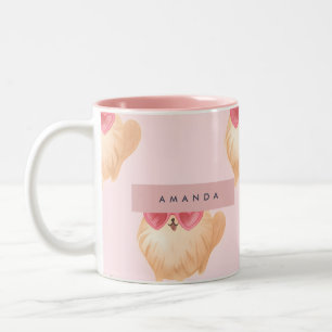 Personalized Persian Cat with Heart Sunglasses Two-Tone Coffee Mug