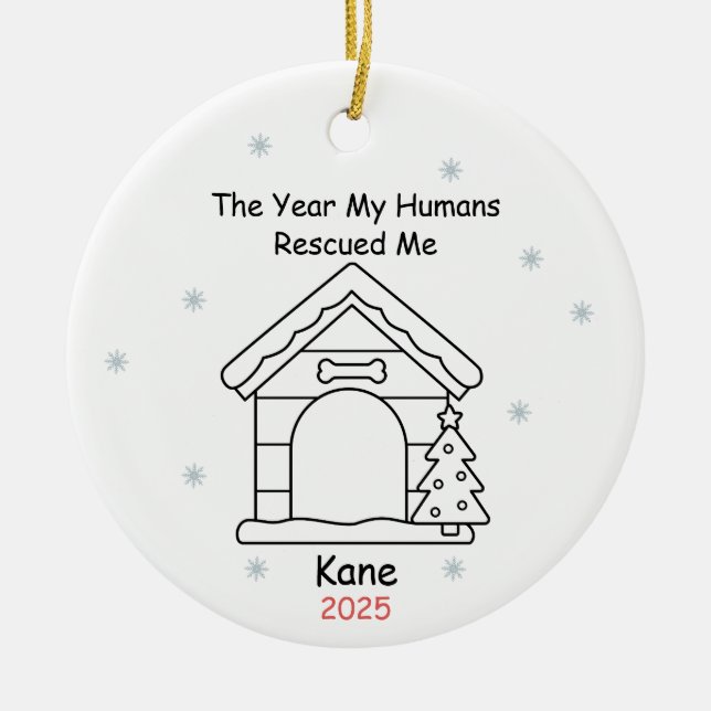 Personalized Pet Adoption Ornament, Dog Adoption  Ceramic Tree Decoration (Front)